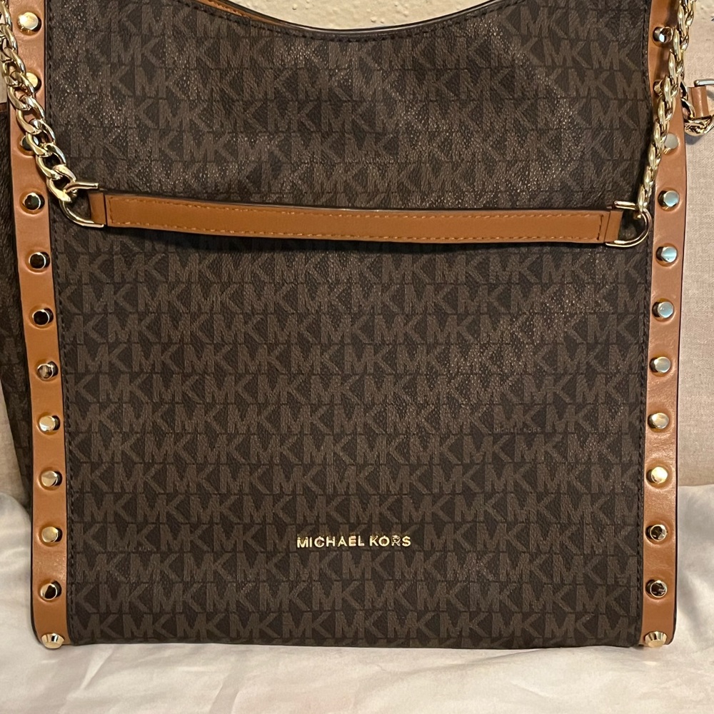 Michael Kors Studded Brown Leather Handbag